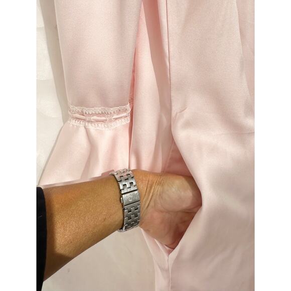 Vintage 70’s Pink Nightgown & Robe Set Large FULL SWEEP Satin lace Old Hollywood - Picture 12 of 16